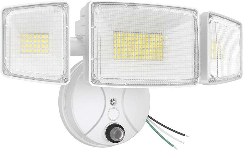 Onforu 100w Dusk to Dawn Outdoor Lighting,11000LM Led Outdoor Light from Dusk Till Dawn,Super Bright Flood Light,IP66 Waterproof Exterior Security White Light Fixture,3 Heads Photocell for Garage,Yard - Image 1